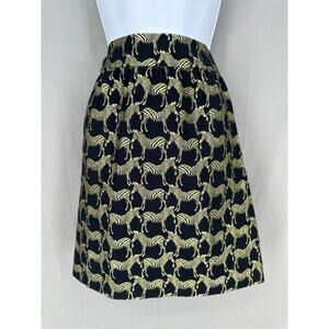 Crown Ivy Skirt 4 Black Mini Zebra Animal Print Gold Metallic High Rise Party